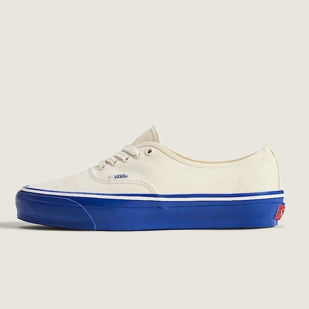 Vans Premium Authentic 44 LX Duck Canvas Shoe Men 10 Ivory Blue Low Top Cushion - Picture 4 of 9